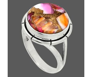 Kingman Orange Dahlia Turquoise Ring size-9 SDR235790 R-1012, 14x14 mm
