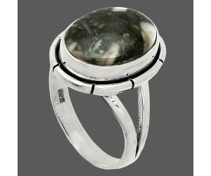 Mexican Cabbing Fossil Ring size-7 SDR235806 R-1012, 10x14 mm