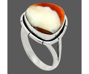 Kingman Orange Dahlia Turquoise Ring size-9 SDR235818 R-1012, 14x14 mm