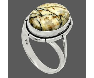 Authentic White Buffalo Turquoise Nevada Ring size-9 SDR235841 R-1012, 12x15 mm