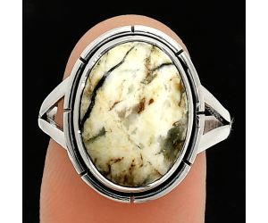 Authentic White Buffalo Turquoise Nevada Ring size-9 SDR235843 R-1012, 11x15 mm