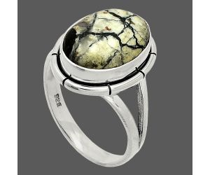 Authentic White Buffalo Turquoise Nevada Ring size-8 SDR235844 R-1012, 10x14 mm