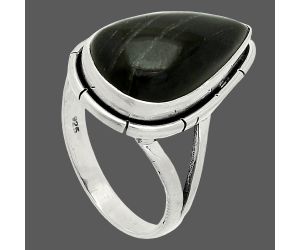 Silver Leaf Obsidian Ring size-10 SDR235863 R-1012, 12x20 mm