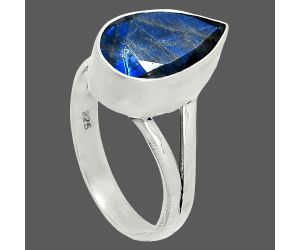 Faceted Blue Fire Labradorite Ring size-7 SDR235889 R-1002, 8x13 mm