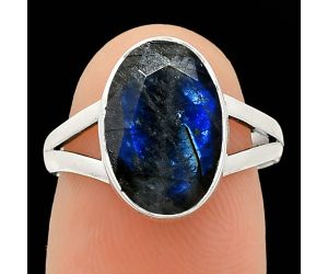 Faceted Blue Fire Labradorite Ring size-7 SDR235894 R-1002, 9x13 mm