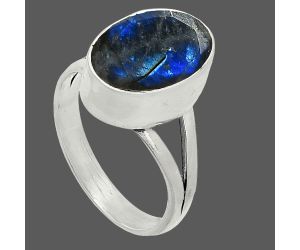 Faceted Blue Fire Labradorite Ring size-7 SDR235894 R-1002, 9x13 mm
