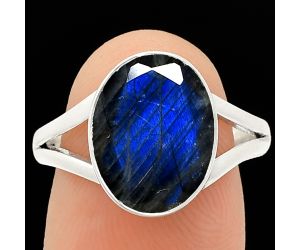 Faceted Blue Fire Labradorite Ring size-9 SDR235897 R-1002, 10x13 mm