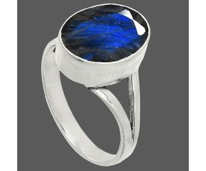 Faceted Blue Fire Labradorite Ring size-9 SDR235897 R-1002, 10x13 mm
