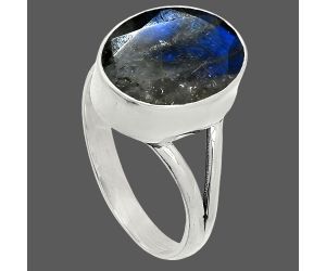 Faceted Blue Fire Labradorite Ring size-9.5 SDR235898 R-1002, 11x14 mm