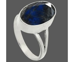 Faceted Blue Fire Labradorite Ring size-9.5 SDR235899 R-1002, 11x16 mm