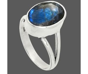Faceted Blue Fire Labradorite Ring size-8 SDR235900 R-1002, 9x13 mm