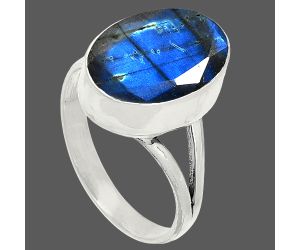 Faceted Blue Fire Labradorite Ring size-9.5 SDR235901 R-1002, 11x16 mm