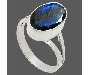 Faceted Blue Fire Labradorite Ring size-8 SDR235902 R-1002, 9x13 mm