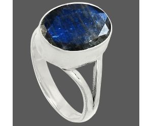 Faceted Blue Fire Labradorite Ring size-9 SDR235905 R-1002, 11x14 mm