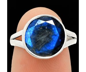 Faceted Blue Fire Labradorite Ring size-7 SDR235907 R-1002, 11x11 mm
