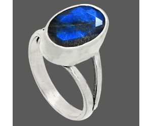 Faceted Blue Fire Labradorite Ring size-7 SDR235910 R-1002, 8x13 mm