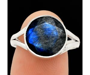 Faceted Blue Fire Labradorite Ring size-9 SDR235921 R-1002, 11x11 mm
