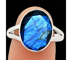 Faceted Blue Fire Labradorite Ring size-9.5 SDR235928 R-1002, 11x14 mm