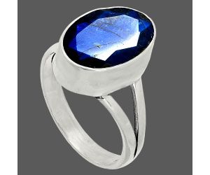 Faceted Blue Fire Labradorite Ring size-6.5 SDR235930 R-1002, 9x13 mm