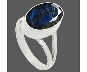 Faceted Blue Fire Labradorite Ring size-8 SDR235931 R-1002, 9x14 mm