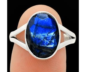 Faceted Blue Fire Labradorite Ring size-9 SDR235932 R-1002, 10x14 mm
