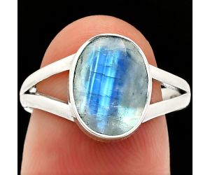 Faceted Rainbow Moonstone Ring size-8 SDR235945 R-1002, 8x11 mm