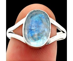 Faceted Rainbow Moonstone Ring size-9 SDR235953 R-1002, 9x12 mm