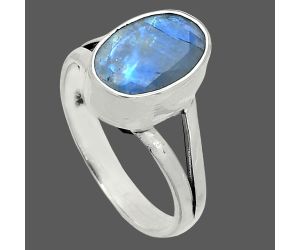 Faceted Rainbow Moonstone Ring size-7 SDR235954 R-1002, 7x11 mm