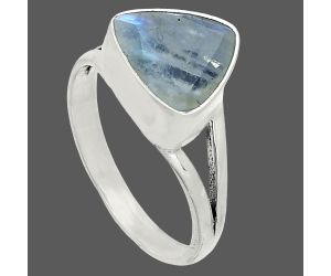Faceted Rainbow Moonstone Ring size-9 SDR235956 R-1002, 10x10 mm