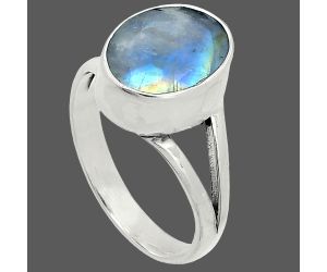Faceted Rainbow Moonstone Ring size-8 SDR235958 R-1002, 9x11 mm