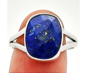 Faceted Lapis Lazuli Ring size-9 SDR235978 R-1002, 10x13 mm