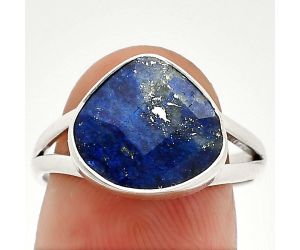 Faceted Lapis Lazuli Ring size-7.5 SDR235982 R-1002, 11x12 mm