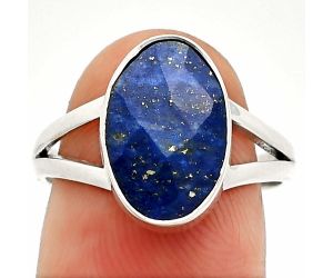 Faceted Lapis Lazuli Ring size-8 SDR235988 R-1002, 9x13 mm