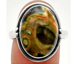 Rhyolite - Rainforest Jasper Ring size-9.5 SDR236010 R-1175, 13x18 mm
