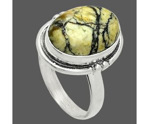 Authentic White Buffalo Turquoise Nevada Ring size-7 SDR236036 R-1175, 11x15 mm