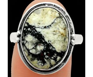 Authentic White Buffalo Turquoise Nevada Ring size-9.5 SDR236084 R-1175, 13x18 mm