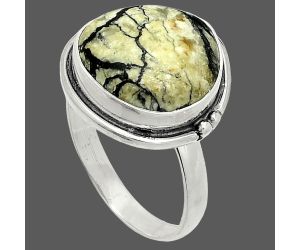 Authentic White Buffalo Turquoise Nevada Ring size-10 SDR236085 R-1175, 15x15 mm