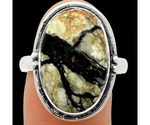 Authentic White Buffalo Turquoise Nevada Ring size-9.5 SDR236086 R-1175, 13x20 mm