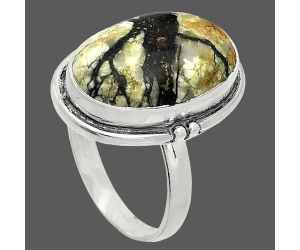 Authentic White Buffalo Turquoise Nevada Ring size-9.5 SDR236086 R-1175, 13x20 mm