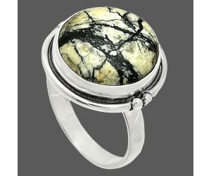 Authentic White Buffalo Turquoise Nevada Ring size-7 SDR236087 R-1175, 14x14 mm