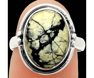 Authentic White Buffalo Turquoise Nevada Ring size-7 SDR236091 R-1175, 11x14 mm