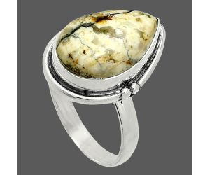 Authentic White Buffalo Turquoise Nevada Ring size-9 SDR236092 R-1175, 11x17 mm