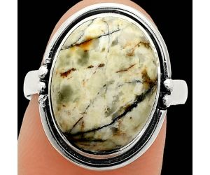 Authentic White Buffalo Turquoise Nevada Ring size-8 SDR236099 R-1175, 12x16 mm