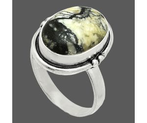 Authentic White Buffalo Turquoise Nevada Ring size-8 SDR236132 R-1175, 11x15 mm