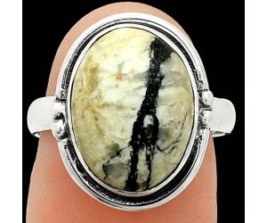 Authentic White Buffalo Turquoise Nevada Ring size-7 SDR236134 R-1175, 11x14 mm