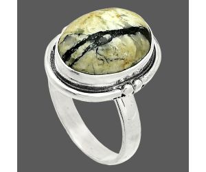 Authentic White Buffalo Turquoise Nevada Ring size-7 SDR236134 R-1175, 11x14 mm