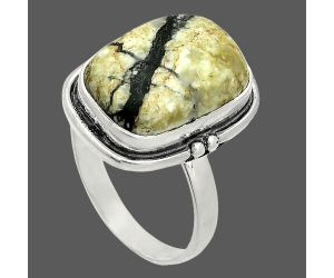 Authentic White Buffalo Turquoise Nevada Ring size-9.5 SDR236138 R-1175, 12x16 mm