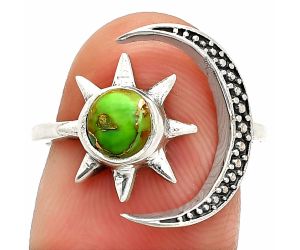 Star Moon - Copper Green Turquoise Ring size-7.5 SDR236149 R-1015, 6x6 mm