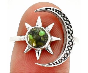 Star Moon - Green Matrix Turquoise Ring size-7.5 SDR236154 R-1015, 6x6 mm