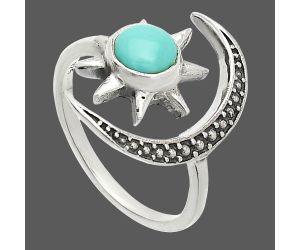 Star Moon - Natural Rare Turquoise Nevada Aztec Mt Ring size-7 SDR236162 R-1015, 6x6 mm